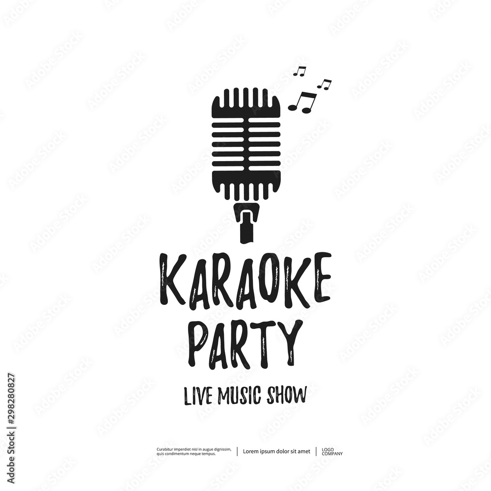 Karaoke party emblem with microphone. Karaoke party emblem with microphone.