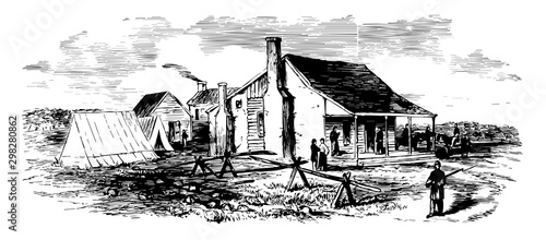 Headquarters of Banks vintage illustration