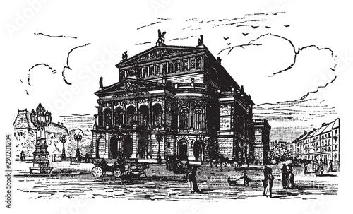 Opera House in Frankfort, vintage illustration.
