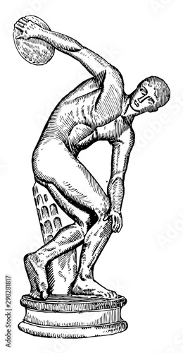 The Discus Thrower, vintage illustration.