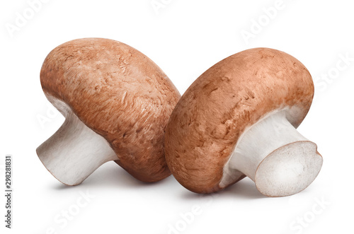 Delicious champignon mushrooms, isolated on white background