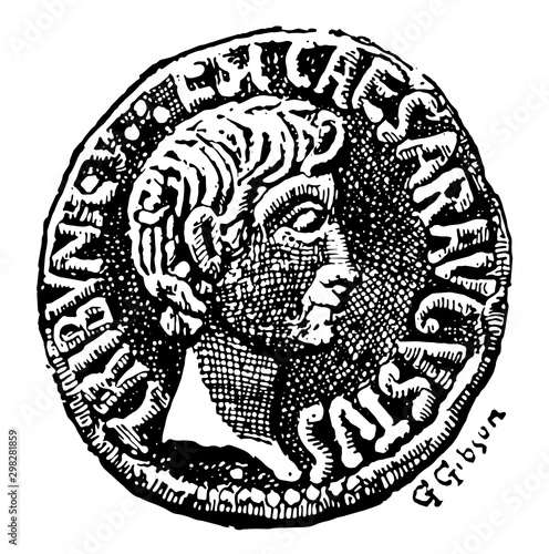 Dupondius, Obverse vintage illustration.