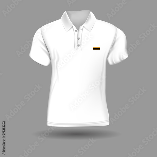 High detailed realistic polo t-shirt for your design. White color. Vector illustration.