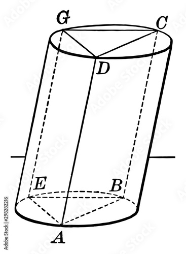 Prism inscribed in Cylinder vintage illustration.