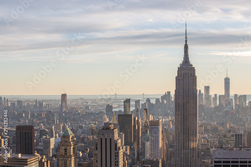 Sunset view of Manhattan City Skyline and the Empire State Building from Top of the Rock on Rockefeller Center © Sen