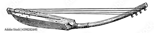 Egyptian Harp, vintage illustration.