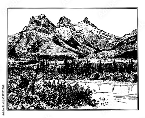 Three Sisters vintage illustration