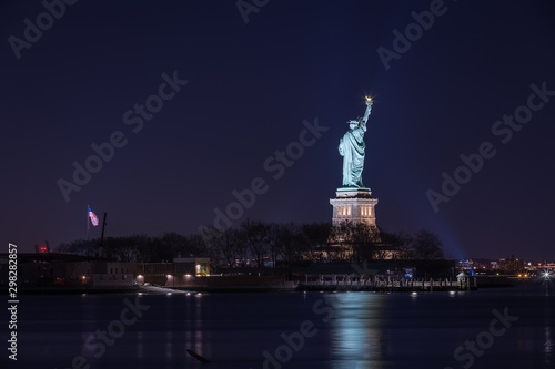 Night view of the back of Statue of Liberty National Monument © Sen