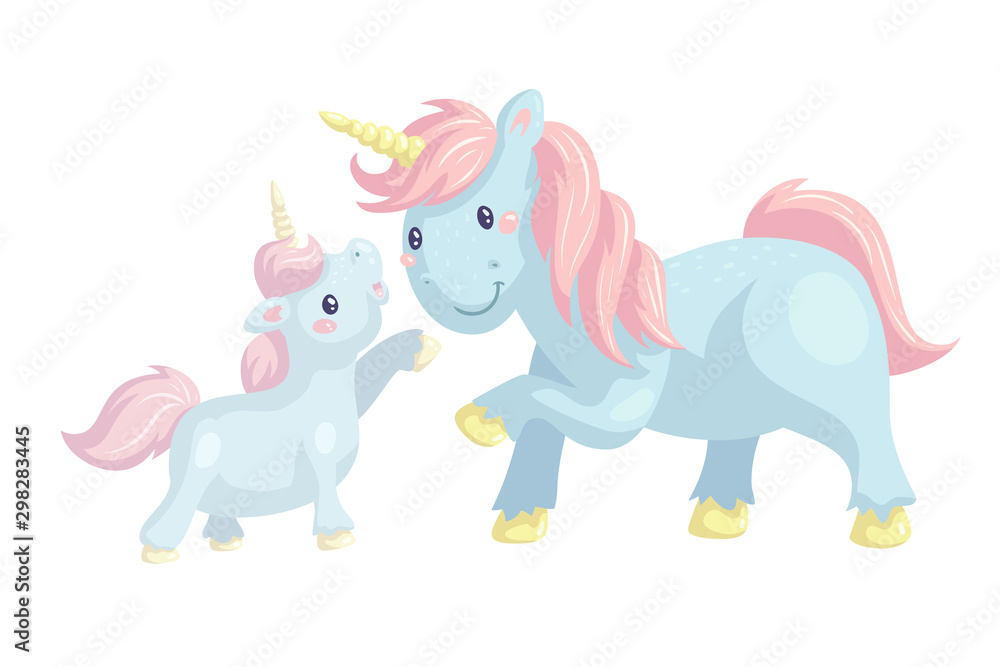 Fototapeta premium Kawaii unicorns cartoon vector illustration
