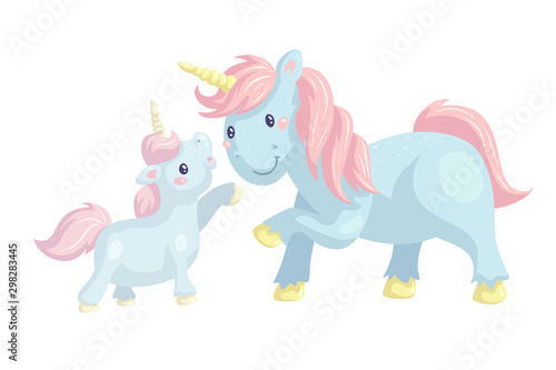 Kawaii unicorns cartoon vector illustration