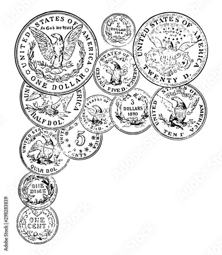 United States Money vintage illustration.