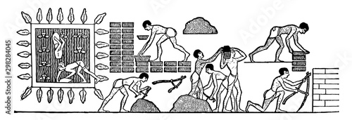 Brick-Making, vintage illustration.