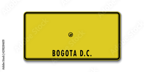 Car number plate. colombia