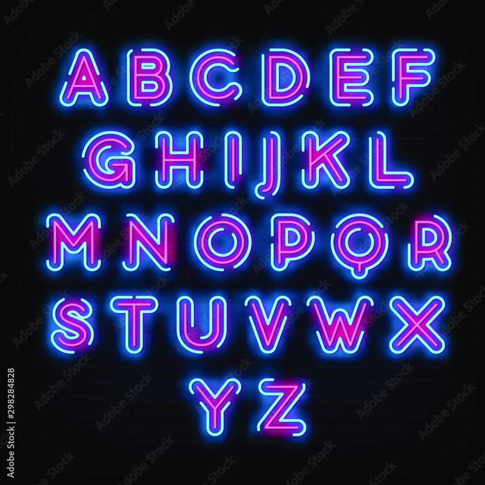 Alphabet Neon Signs Style Text Vector