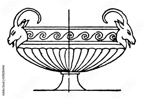 Egyptian Krater from Thebes, vintage illustration.