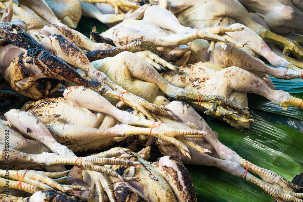 Tradition chicken grilled in local market