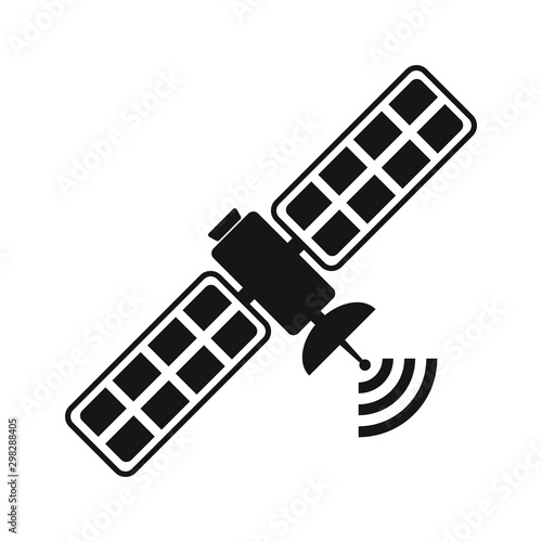 Satellite icon, space satellite symbol isolated.