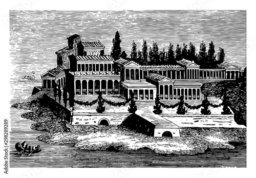 Roman Villa vintage illustration.