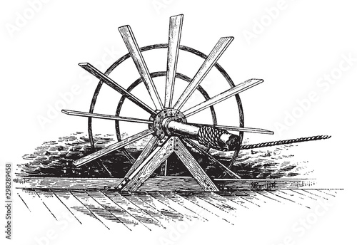 Paddle Wheels, vintage illustration.
