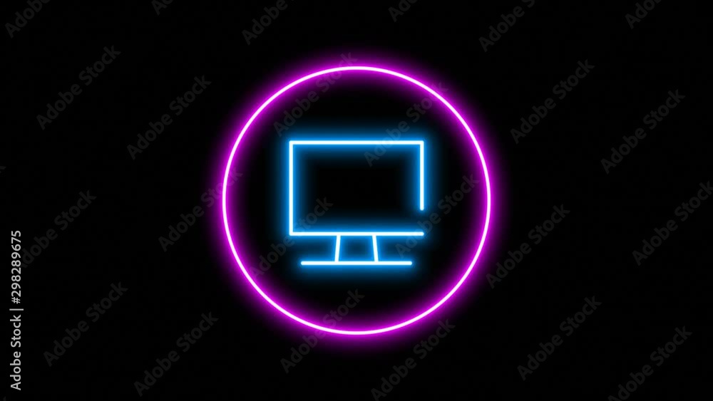 Set of 6 Business Technology Symbol Graphics. Neon light animated lines drawn on and off. Glowing blue and pink colored bright lines on a black background. Set of 6 Business Technology Symbol Graphics. Neon light animated lines drawn on and off. Glowing blue and pink colored bright lines on a black background.