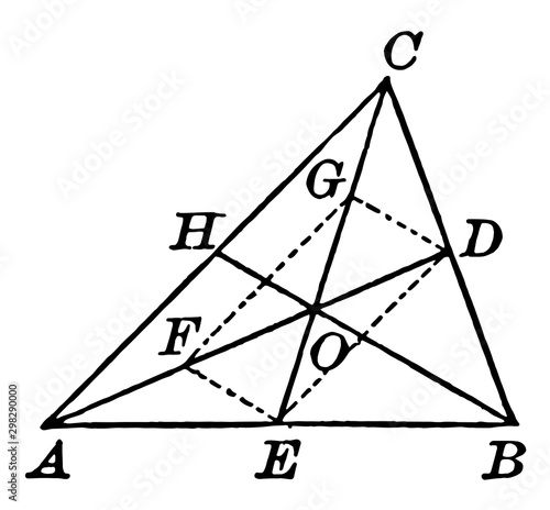 Centroid of Triangle vintage illustration.
