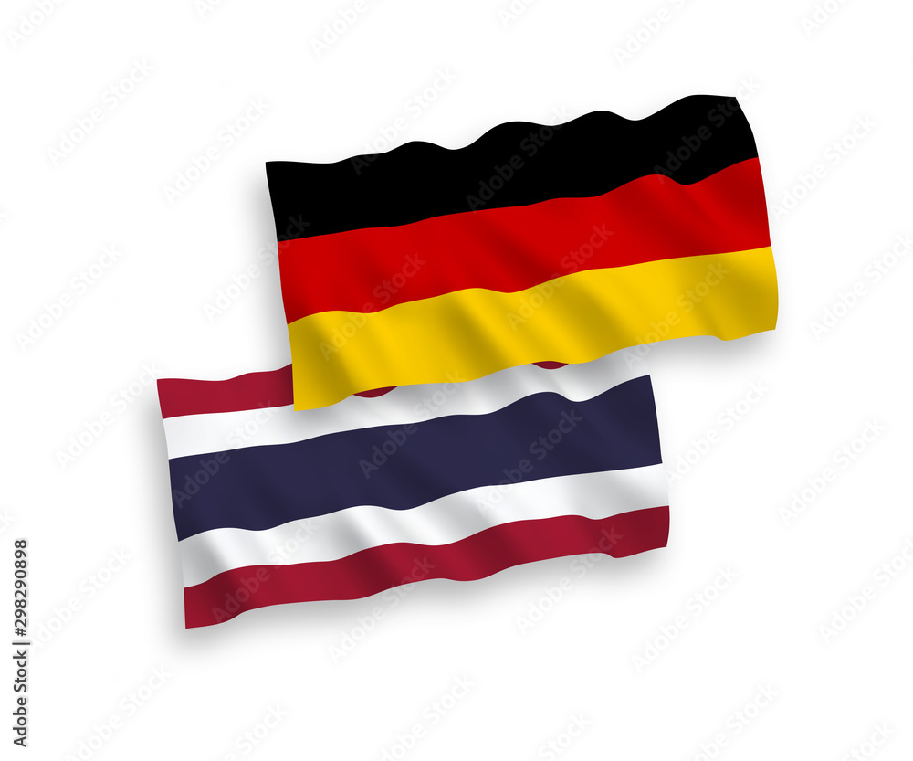 Naklejka premium Flags of Thailand and Germany on a white background