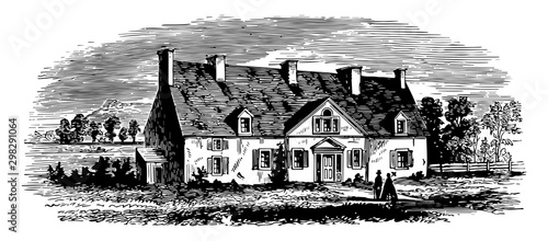 Montcalm's headquarters vintage illustration