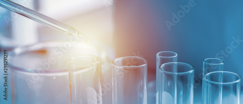 Glass beakers of various sizes in a science laboratory Used for adding chemical fluids to experiment About doing research for science