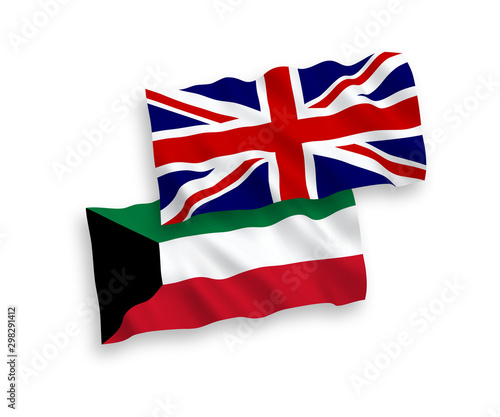 Flags of Great Britain and Kuwait on a white background