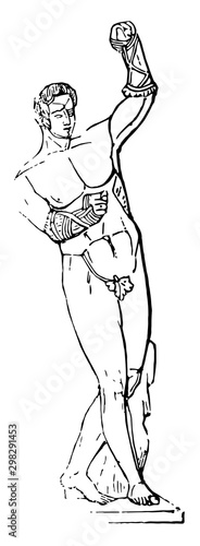 Boxer with cestus vintage illustration.