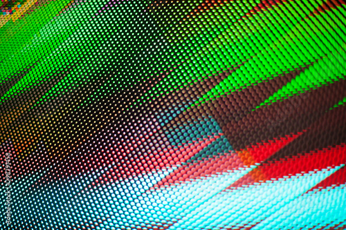 Abstract colorful parallel zigzag lines texture background  blue  black  green  red neon light zig zag stripes backdrop  decorative bright dots ornament  geometric digital graphic pattern  copy space