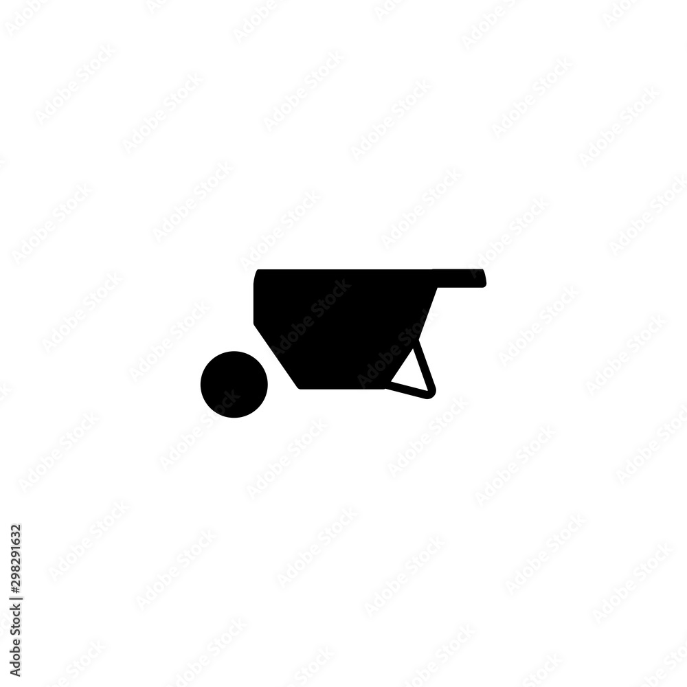 Wheelbarrow icon. Sand carriage symbol. Construction tool sign. Build worker equipment Wheelbarrow icon. Sand carriage symbol. Construction tool sign. Build worker equipment