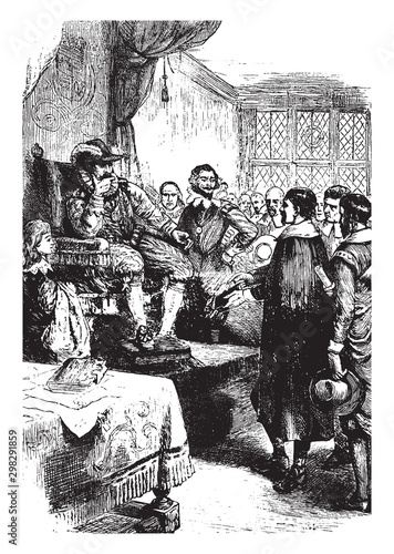 Pilgrims,vintage illustration