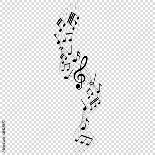 musical notes melody on transparent background