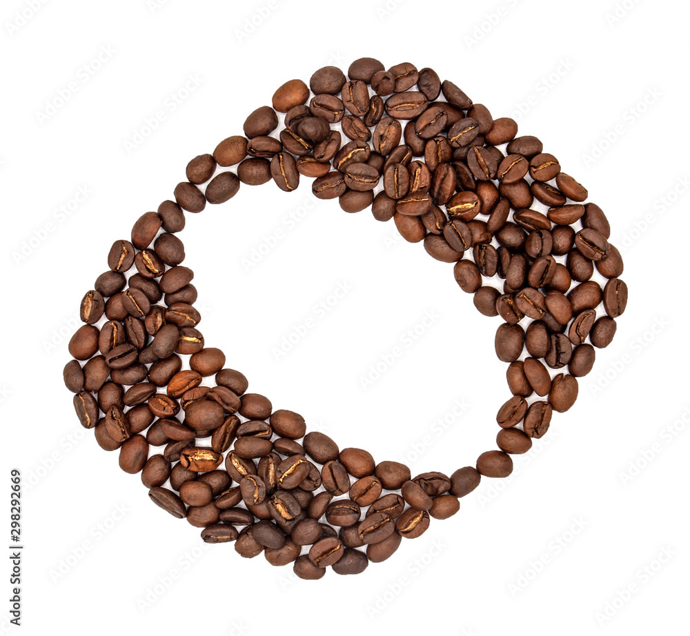 English alphabet of Coffee seeds isolated on white background, Letter O symbol made from Coffee seeds. English alphabet of Coffee seeds isolated on white background, Letter O symbol made from Coffee seeds.