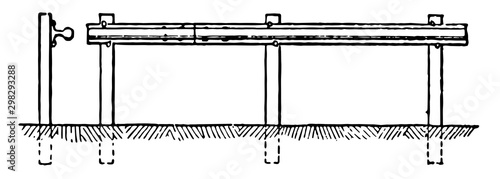 Cavalry obstacle, vintage illustration.