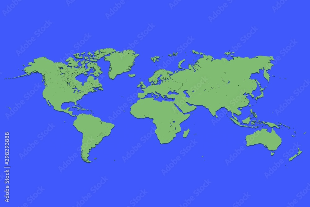 3D rendered world map in two colors