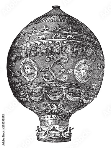 Montgolfier Balloon, vintage illustration.