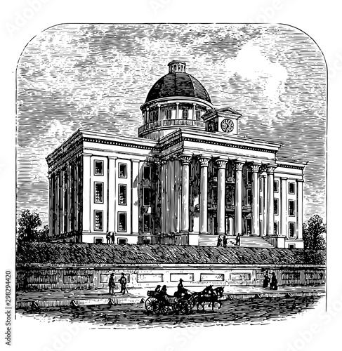 The Capital in Montgomery, AL vintage illustration