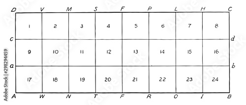 Fraction Boxes vintage illustration.