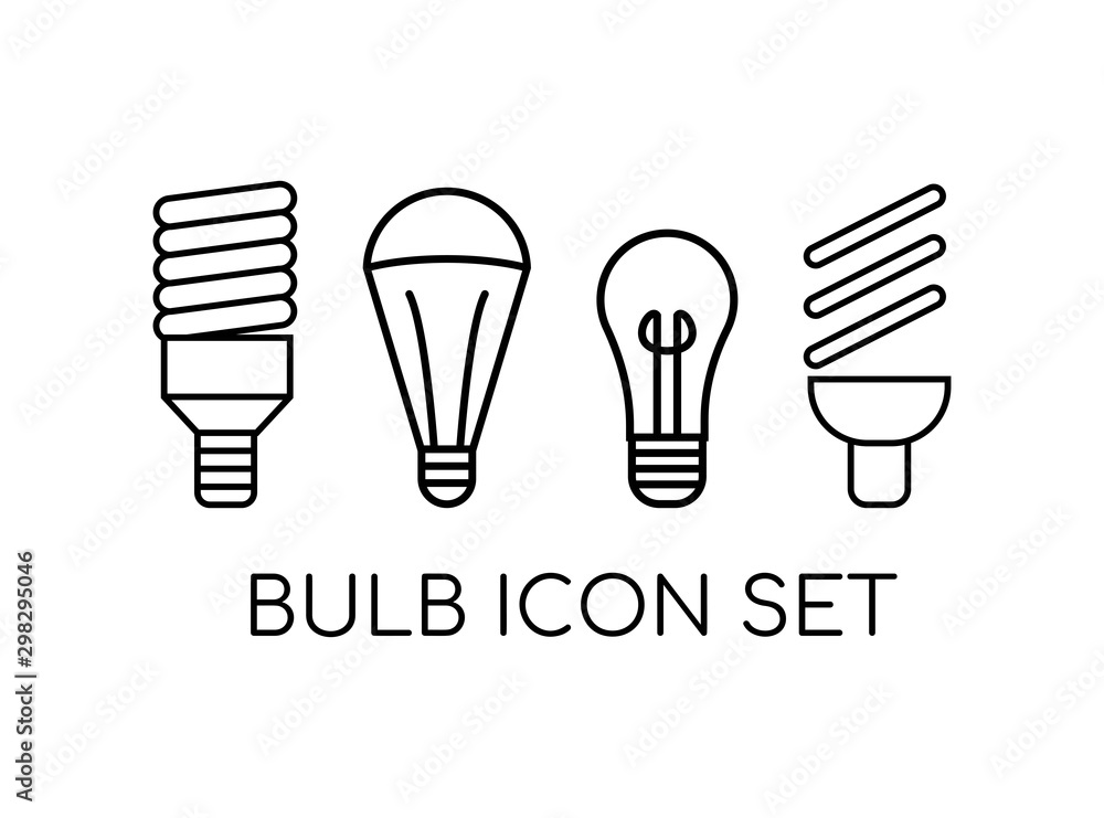 Set of Bulb Electricity Icon Set. Consist of Four Energy Saver Icon Image. Vector Illustration. Set of Bulb Electricity Icon Set. Consist of Four Energy Saver Icon Image. Vector Illustration.