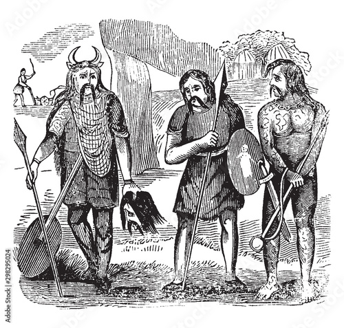 Old Britons, vintage illustration.