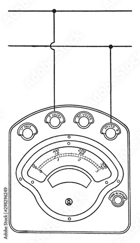 Volt Ammeter, vintage illustration.