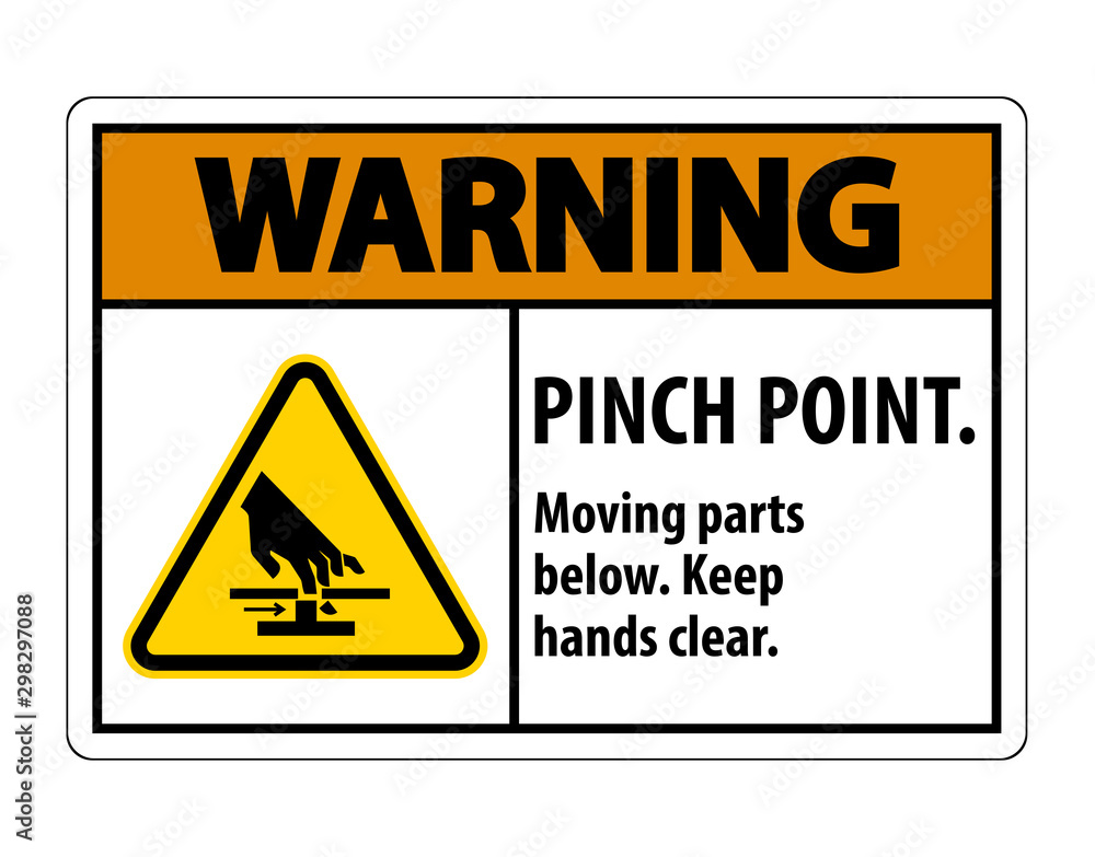 Warning Pinch Point, Moving Parts Below, Keep Hands Clear Symbol Sign Isolate on White Background,Vector Illustration EPS.10 Warning Pinch Point, Moving Parts Below, Keep Hands Clear Symbol Sign Isolate on White Background,Vector Illustration EPS.10
