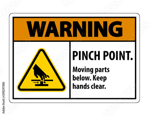 Warning Pinch Point, Moving Parts Below, Keep Hands Clear Symbol Sign Isolate on White Background,Vector Illustration EPS.10