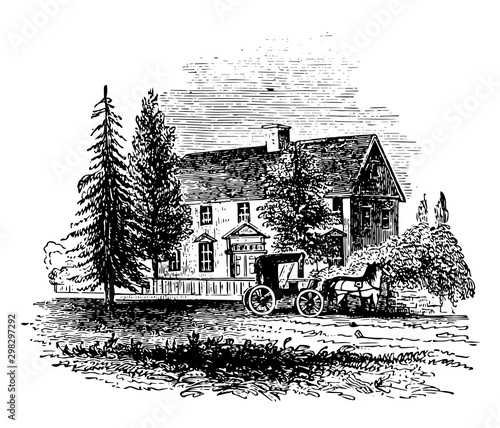 Governor Jonathan Trumbull House vintage illustration