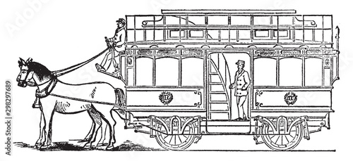 Street Car, vintage illustration.