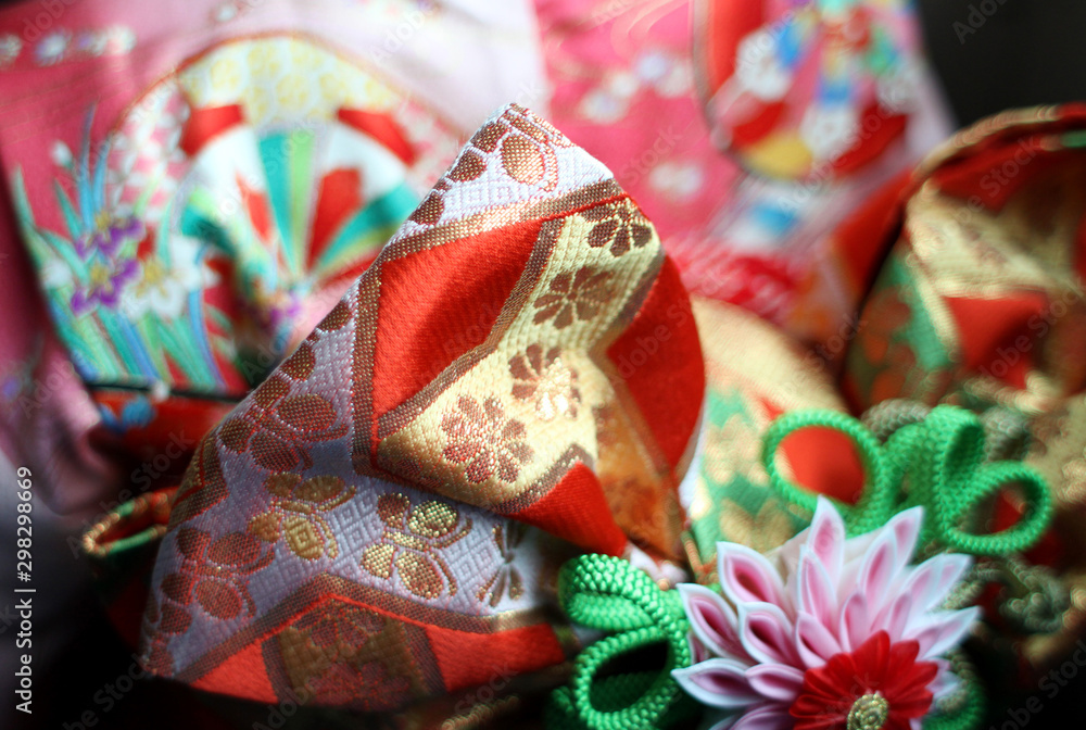 七五三　着物　Japanese traditional kimono parts for girl's 753 celebration