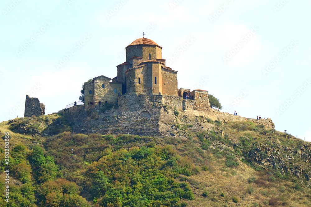 The Historic Jvari Monastery as seen from Mtskheta, the former capital city of Georgia