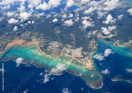 Beautiful ocean and island view,Okinawa from Air